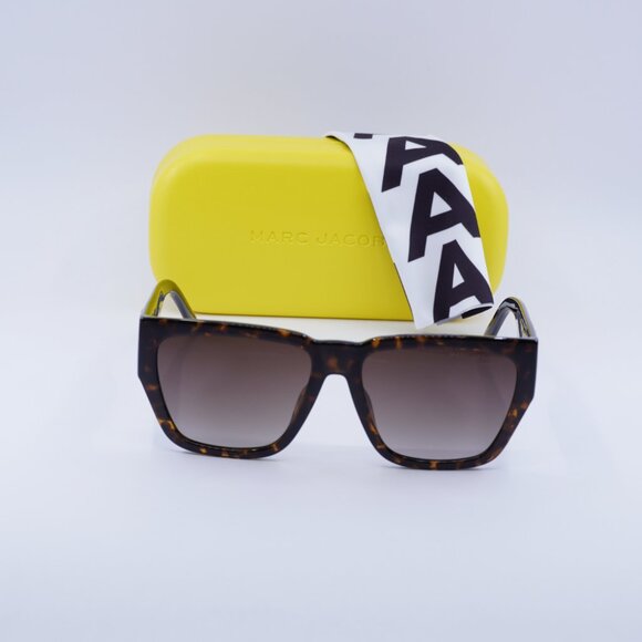 Marc Jacobs MARC 646/S 0086 HA Square Sunglasses - Dark Havana\Dark Brown - Picture 2 of 9